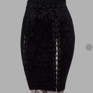 Killstar Claret Velvet Midi Skirt